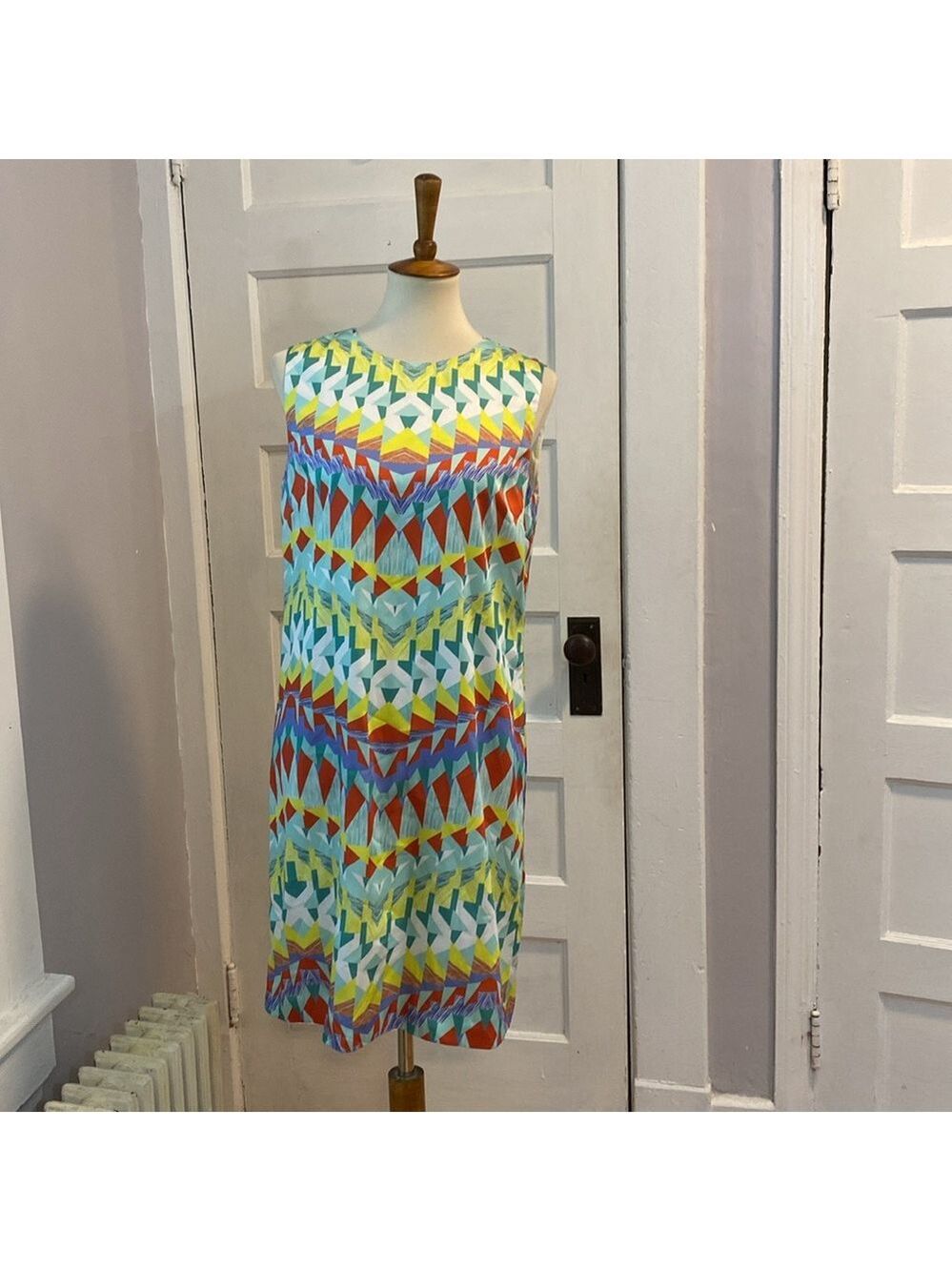 M by Missoni Geometric Print Abstract Sleeveless Shift Dress, Size 8 - Picture 4 of 14